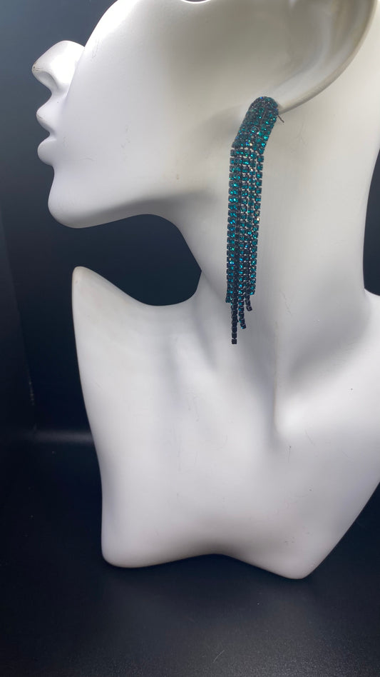 Dark Green Rhinestone Earrings