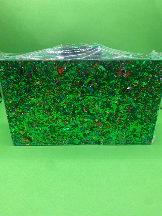 Sparkle Confetti Boxed Clutch with Chain Strap