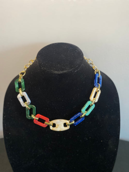 Dark and Light Ceramic Chain Necklace