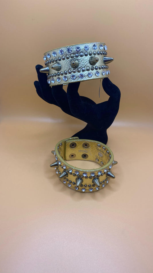 Gold Spike Jeweled Bracelet